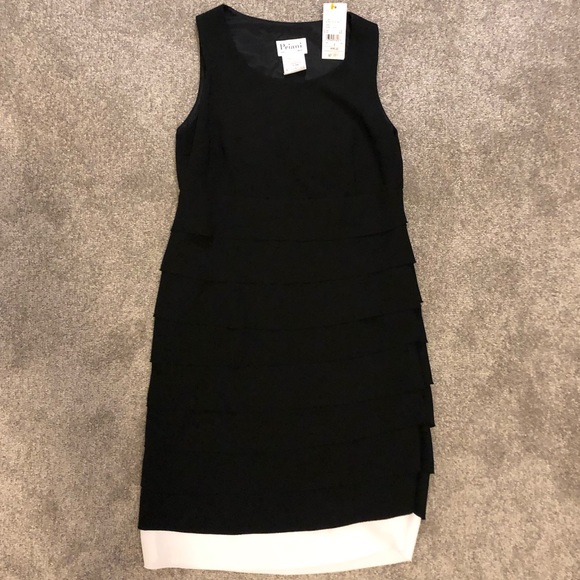 🎀 New 🎀Tiered black cocktail dress with white hem, size 2 - Picture 1 of 4